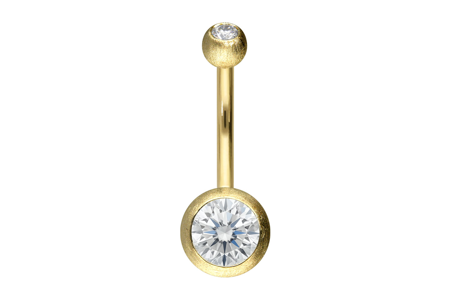 18 Karat Gold Bananabell Piercing 2 MOISSANITE + DIAMANTOPTIK